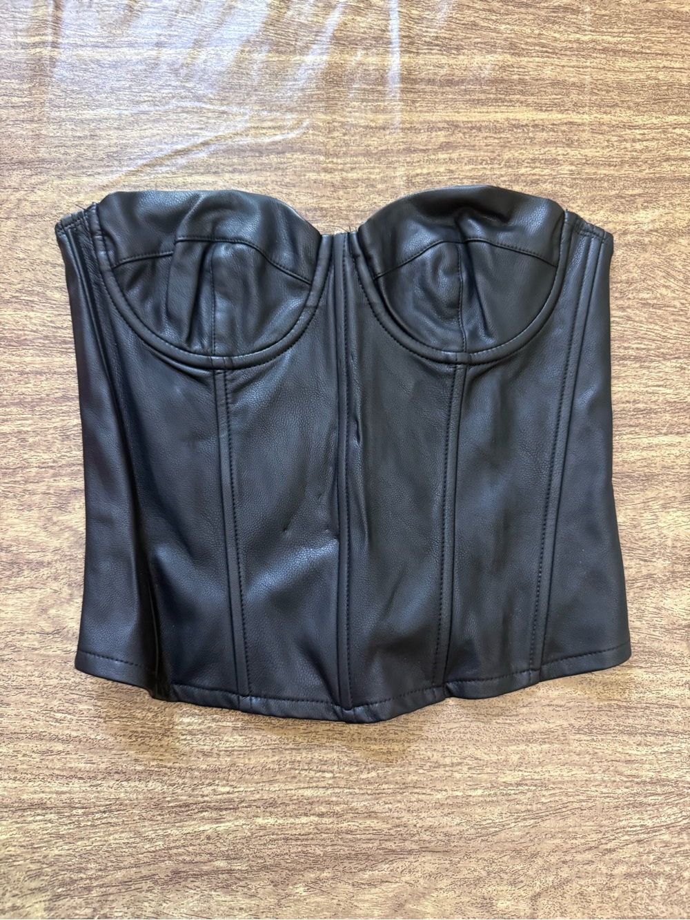Edikted Black Leather Corset Top